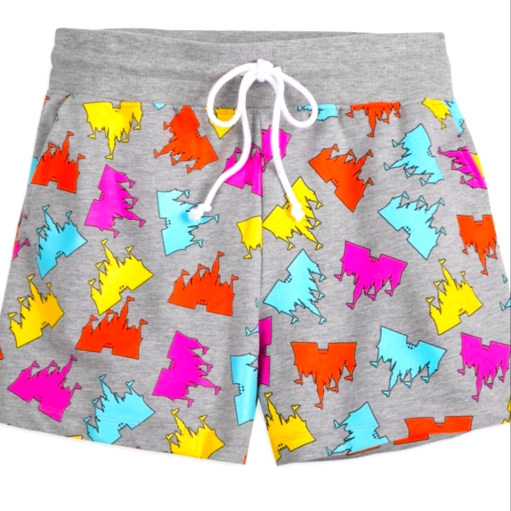 Disney Parks Exclusive 2X Shorts Cinderella castle neon colors Travel